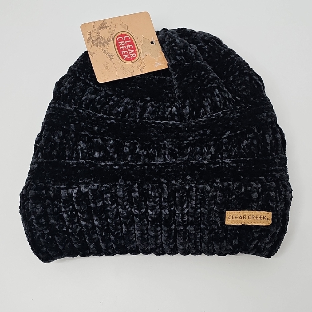 Clear Creek Soft‎ Black Knit Scull Cap Winter Warm Cozy Outerwear Hat